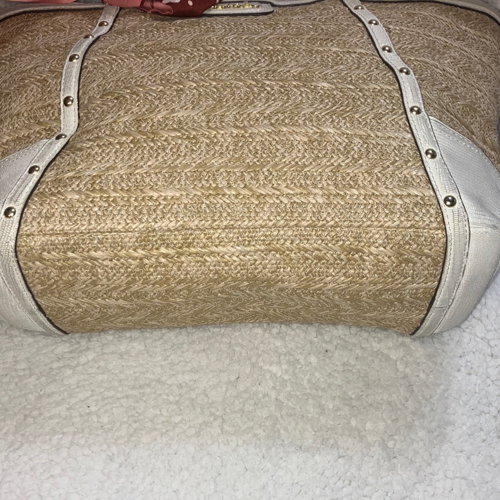 Coach Alexandra Straw python leather trimmed Tote… - image 10